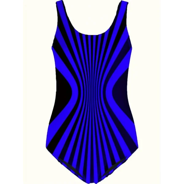 Kadın Yuvarlak Yaka Askılı Zebra Desen Baskılı Dalgıç Mayo