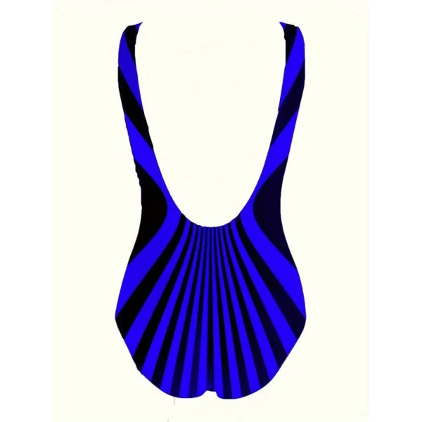 Kadın Yuvarlak Yaka Askılı Zebra Desen Baskılı Dalgıç Mayo