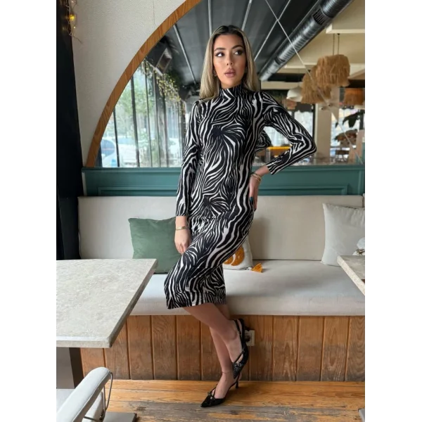 Kadın Zebra Desen üet Kumaş Fırsat ürün idi Boy Elbise