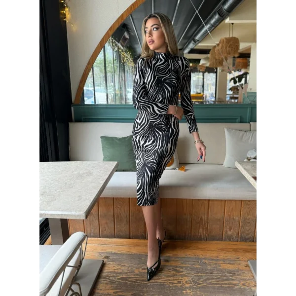 Kadın Zebra Desen üet Kumaş Fırsat ürün idi Boy Elbise