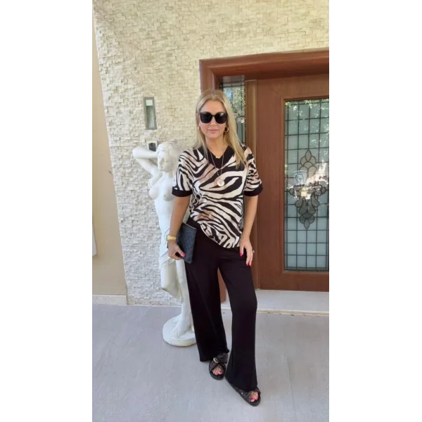 Kadın Zebra Desenli Ikili Takım