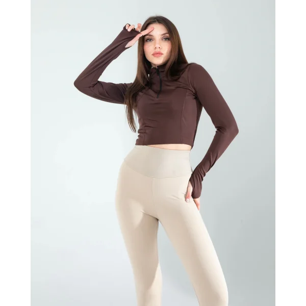 Kahve Renkli Parmak Geçmeli Spor Body