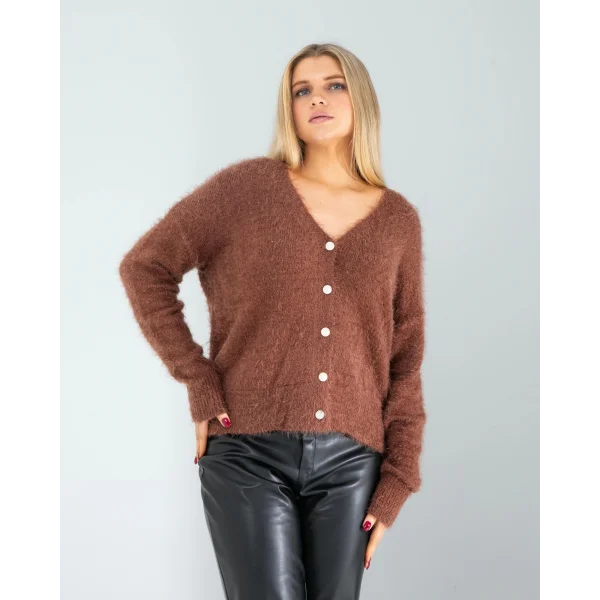 Kahve Sakal Triko Hırka