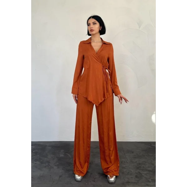 Kahverengi Jakarlı Biye Takım