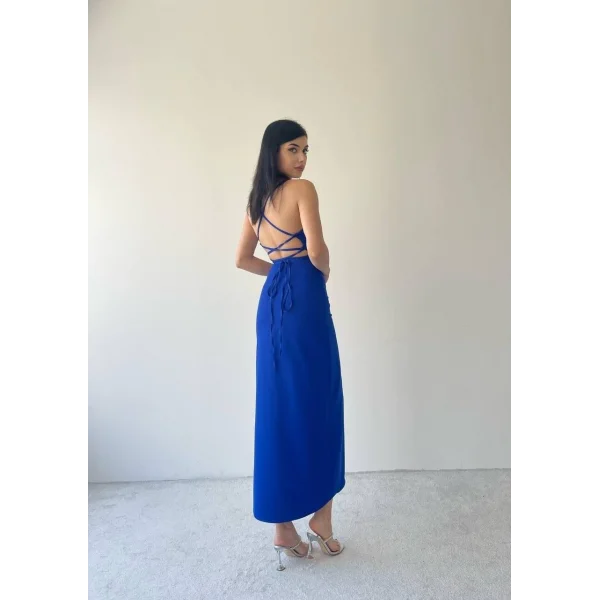 Kaitlyn ırt Dekolteli V Yaka Yırtmaçlı Elbise