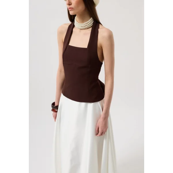 Kalın Askılı Crop Bluz