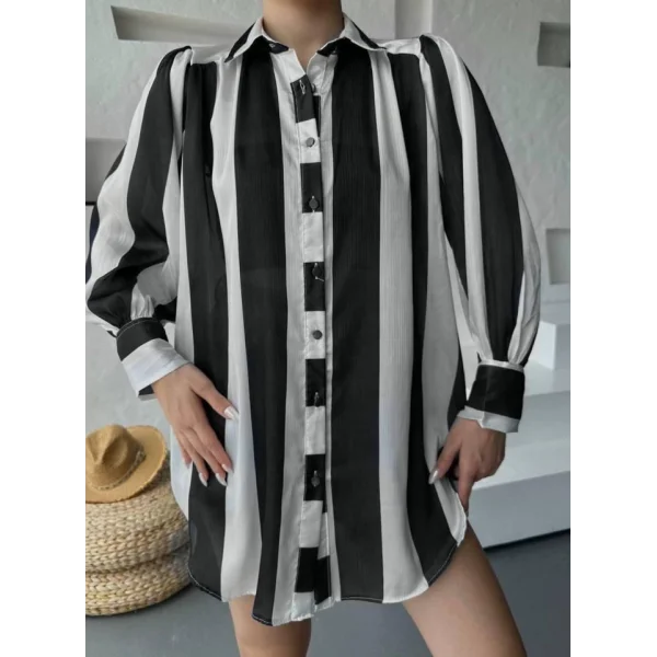 Kalın Çizgi Tasarımlı Gömlek