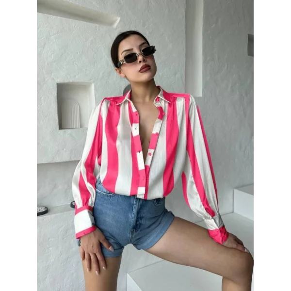 Kalın Çizgi Tasarımlı Gömlek
