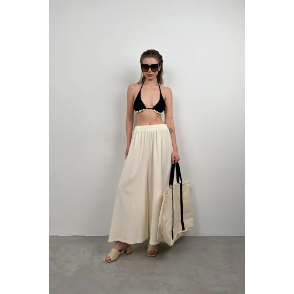 Kalın Kemer Keten Pantolon