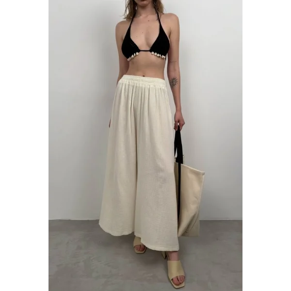 Kalın Kemer Keten Pantolon