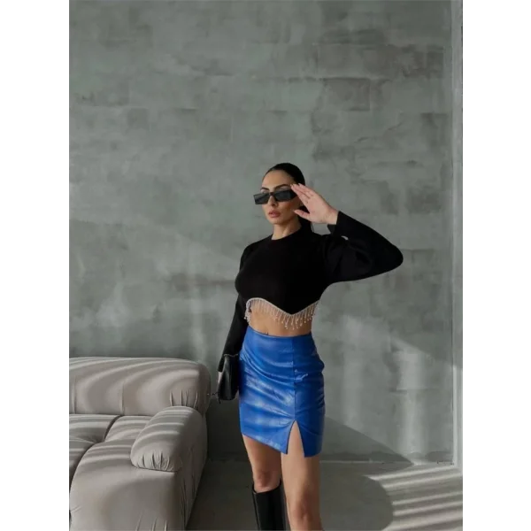 KAPİTONE DERİ ETEK YIRTAÇI  aks