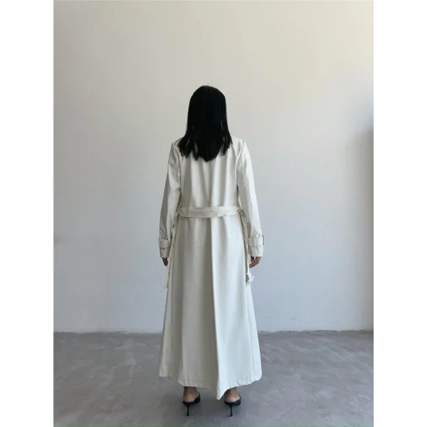 KAPİTONE DERİ TRENCH - Beyaz