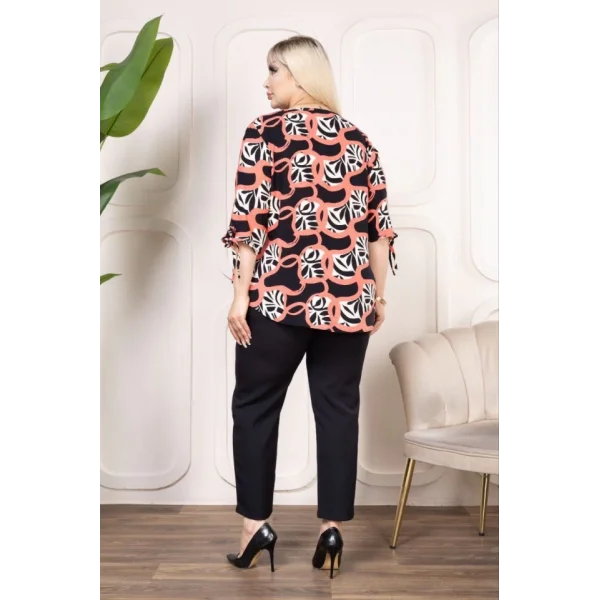 Kapri Kol Püsküllü Bluz  Desenli