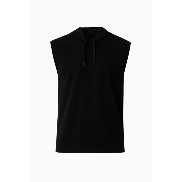 Kapşonlu İki İplik Tişört Arka Sizin Tasarımınız - Siyah