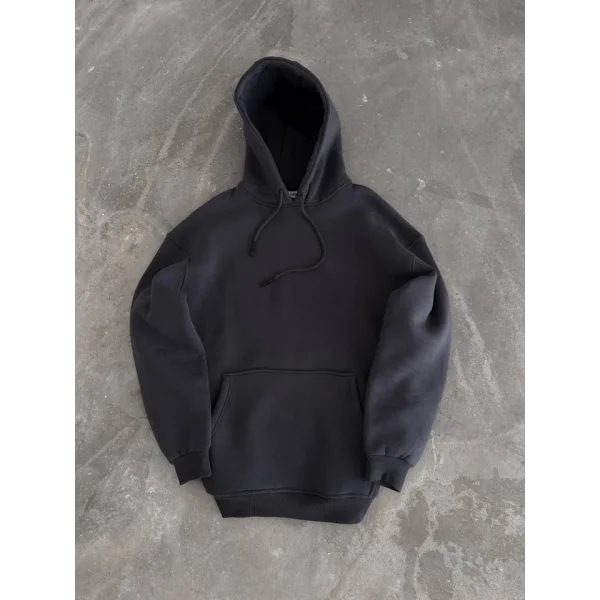 Kapşonlu Üç İplik Penye Basic weathirt  Füme