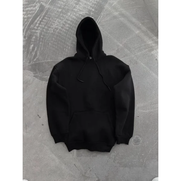 Kapşonlu Üç İplik Penye Basic weathirt  iyah