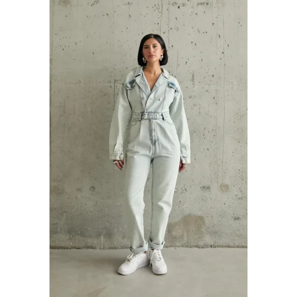 Kar Yıkama Blue Denim Tulum