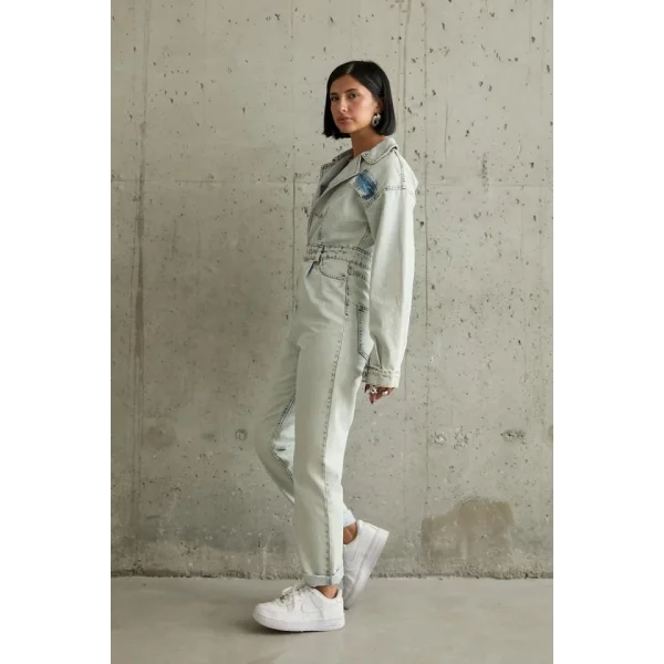 Kar Yıkama Blue Denim Tulum