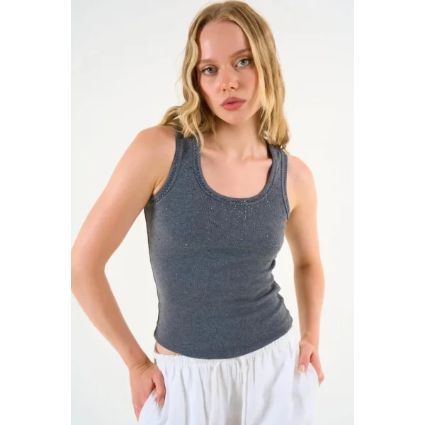 Kare Yaka Düz Atlet - Antrasit