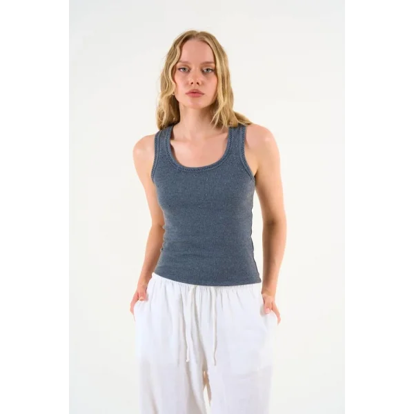 Kare Yaka Düz Atlet - Antrasit