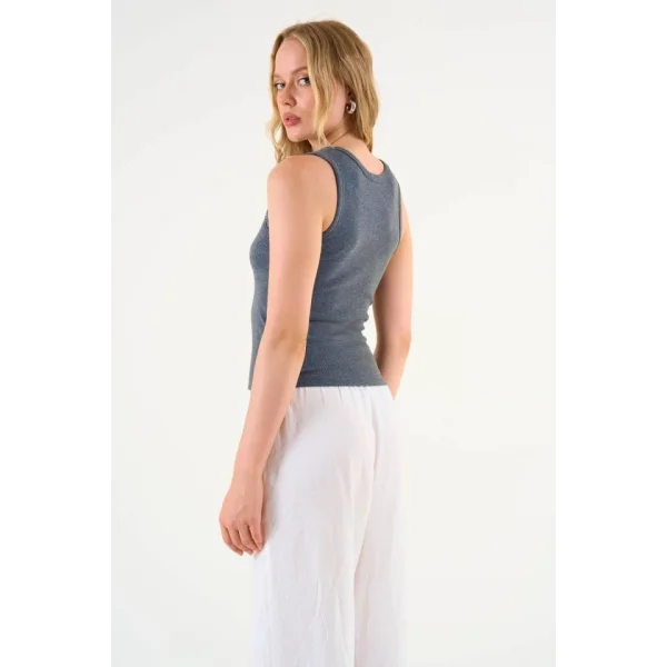 Kare Yaka Düz Atlet - Antrasit