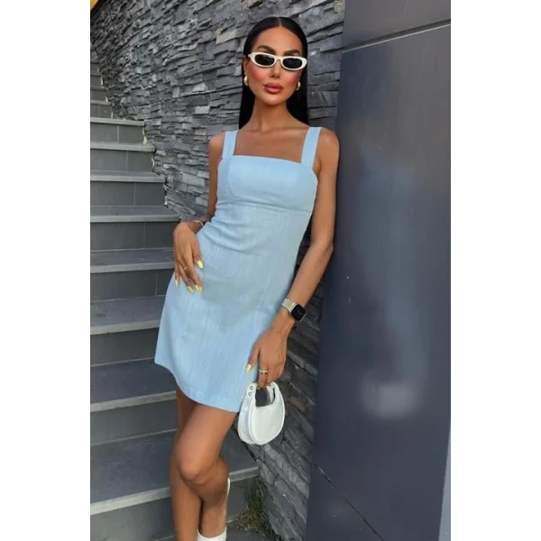 Kare Yaka Mini Elbise 2903