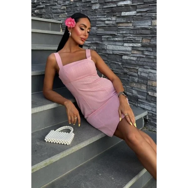 Kare Yaka Mini Elbise 2903