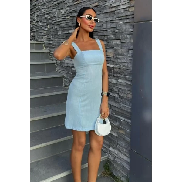 Kare Yaka Mini Elbise 2903