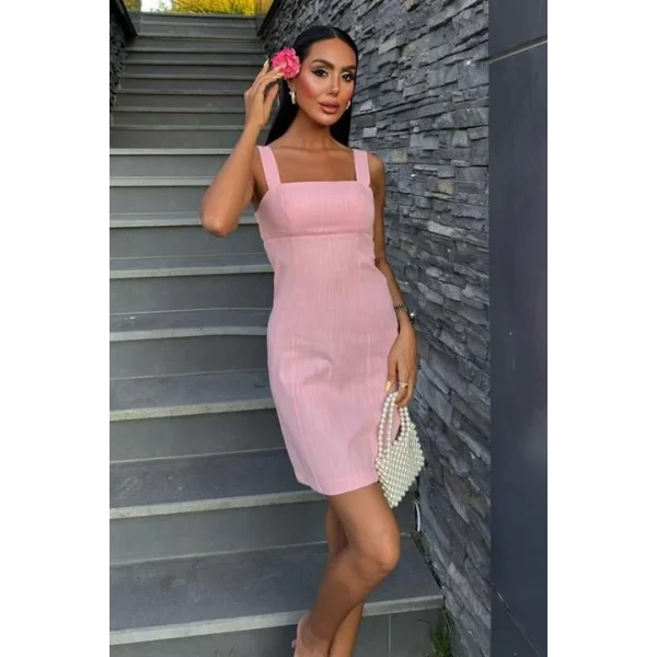 Kare Yaka Mini Elbise 2903