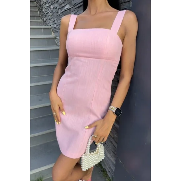 Kare Yaka Mini Elbise 2903