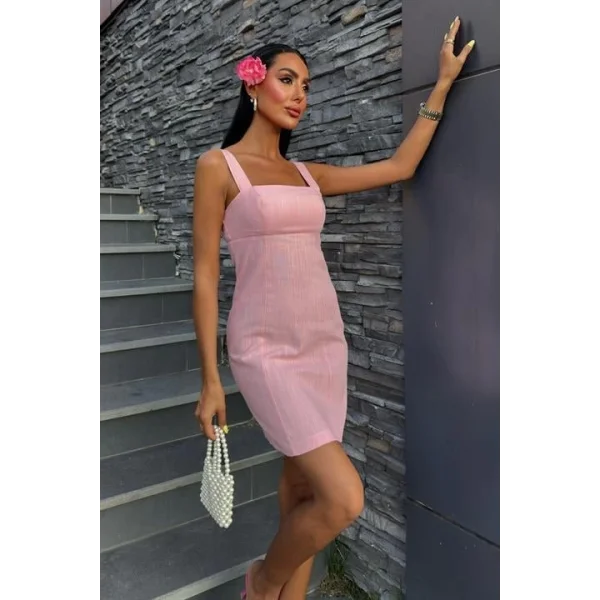 Kare Yaka Mini Elbise 2903