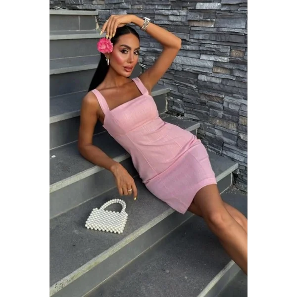 Kare Yaka Mini Elbise 2903