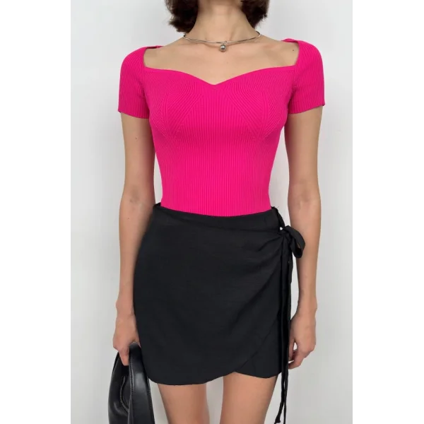 Kare Yaka Triko Bluz