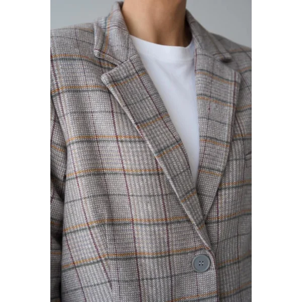 Kareli Ekose Ceket  Bej