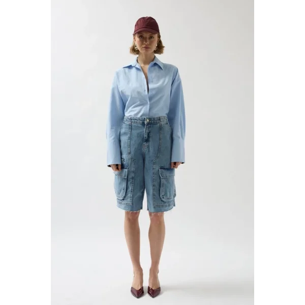 Kargo Cep Bermuda Denim Şort