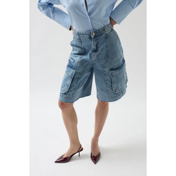 Kargo Cep Bermuda Denim Şort