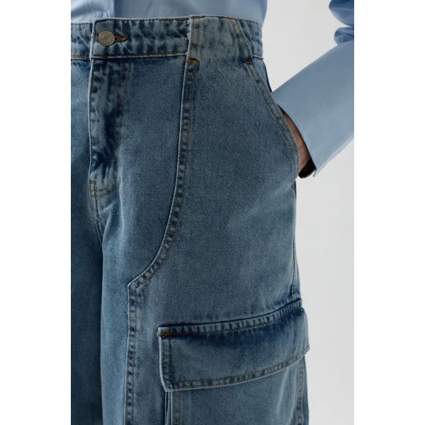 Kargo Cep Bermuda Denim Şort