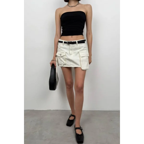 Kargo Cep Mini Denim Etek