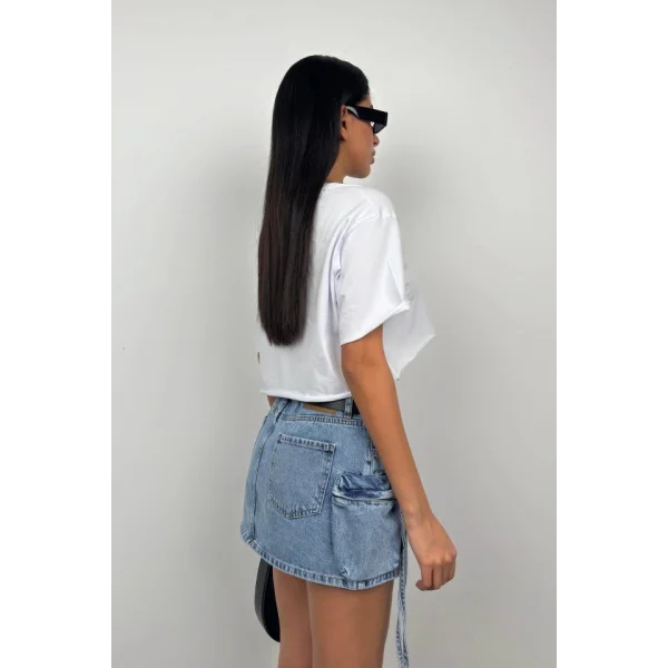 Kargo Cep Mini Denim Etek