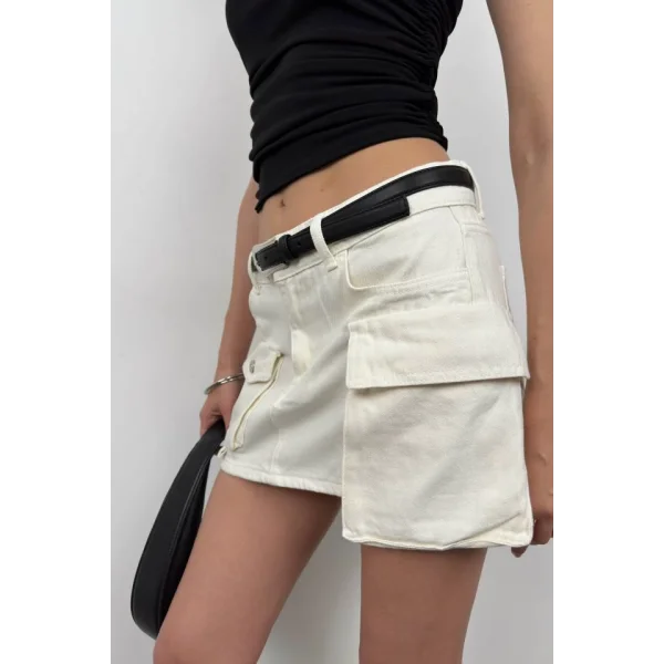 Kargo Cep Mini Denim Etek