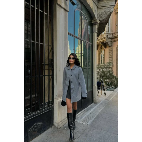 KAŞE CEKET 4 DÜĞE ODE  Gri