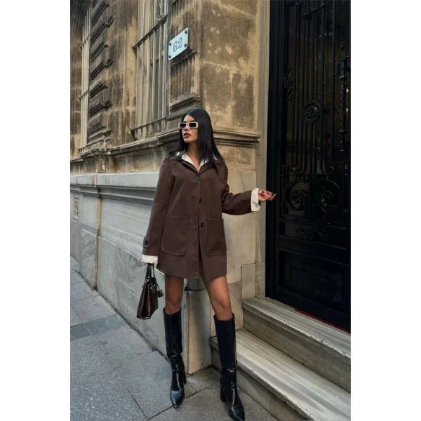 KAŞE CEKET 4 DÜĞE ODE  Kahverengi