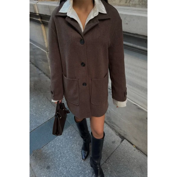 KAŞE CEKET 4 DÜĞE ODE  Kahverengi