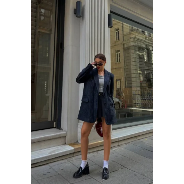 KAŞE CEKET DİREK DERİ PARÇAI  acivert