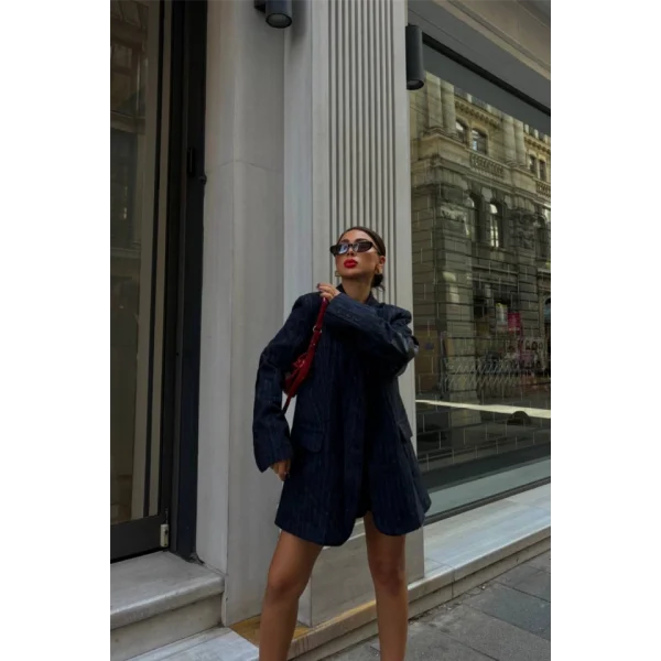 KAŞE CEKET DİREK DERİ PARÇAI  acivert