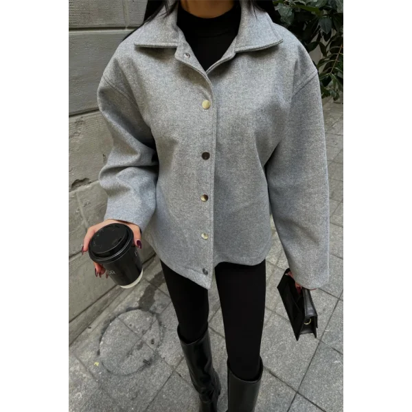 KAŞE GÖEK CEKET YANDAN CEP DETAYI  Gri