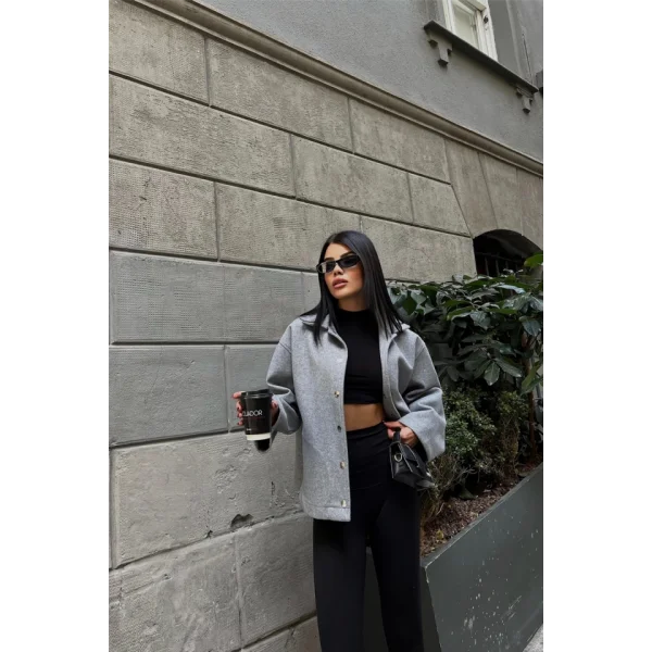 KAŞE GÖEK CEKET YANDAN CEP DETAYI  Gri