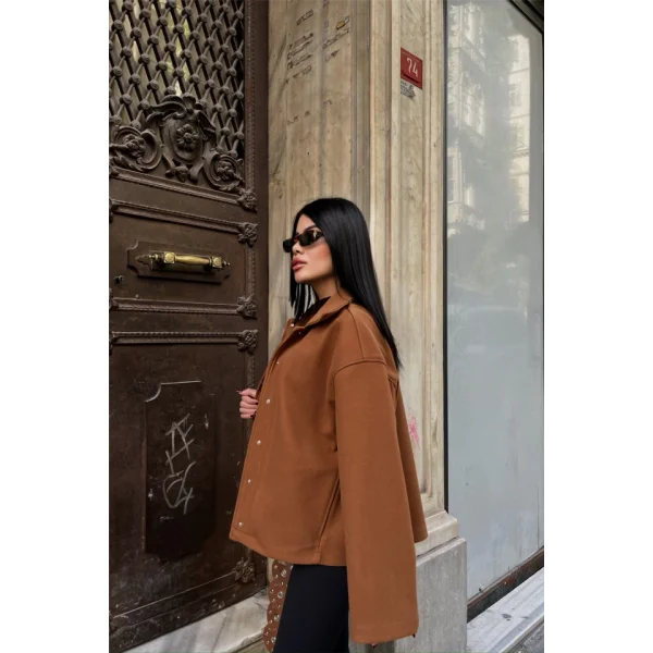 KAŞE GÖEK CEKET YANDAN CEP DETAYI  Kahverengi