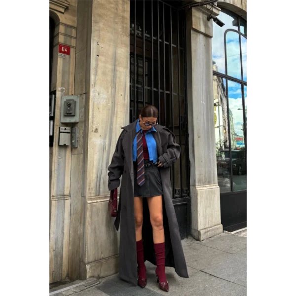 KAŞE KALIN KABAN UZUN  Antrasit