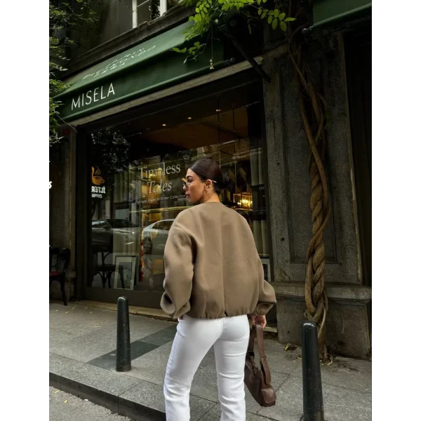 Kaşe Kaşmir Fermuarlı CEKET - Haki